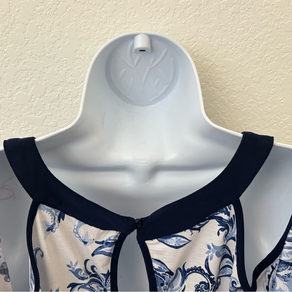 Naif Short Sleeve Pullover Blouse Women’s Plus Sz 2X Blue Paisley Strappy Top​ - Picture 4 of 5
